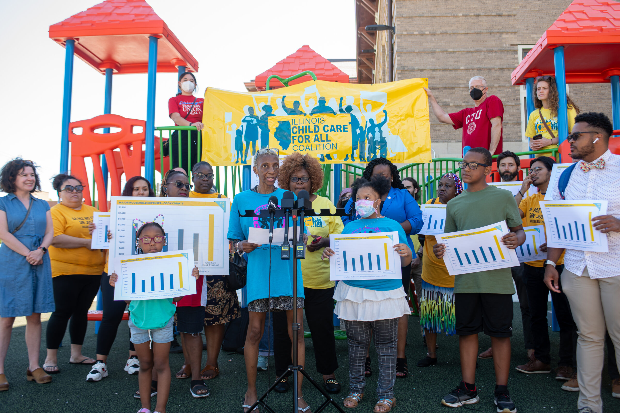 Press conference at Penn Elementary in Lawndale, Chicago.